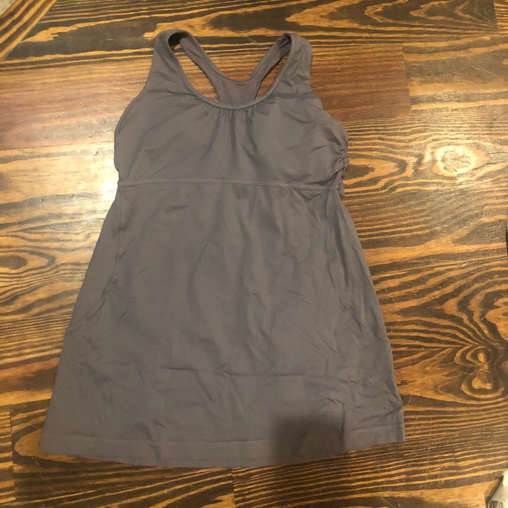 LULULEMON Gray Cutout Work Out Shirt